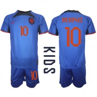 Maglie da calcio Olanda Memphis Depay #10 Seconda Maglia Bambino Mondiali 2022 Manica Corta (+ Pantaloni corti)